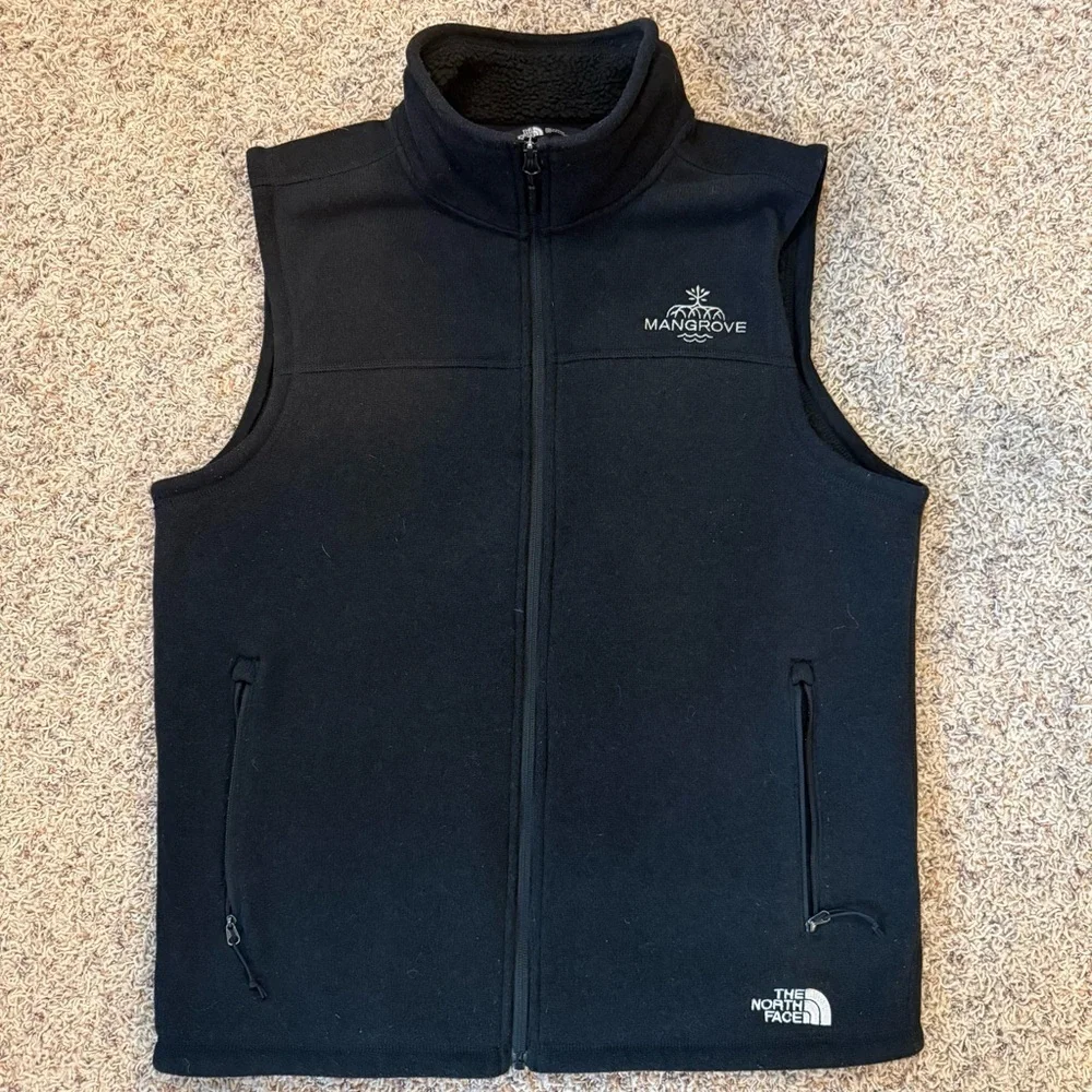 THE NORTH FACE Mens Fleece Black Vest Medium Logo